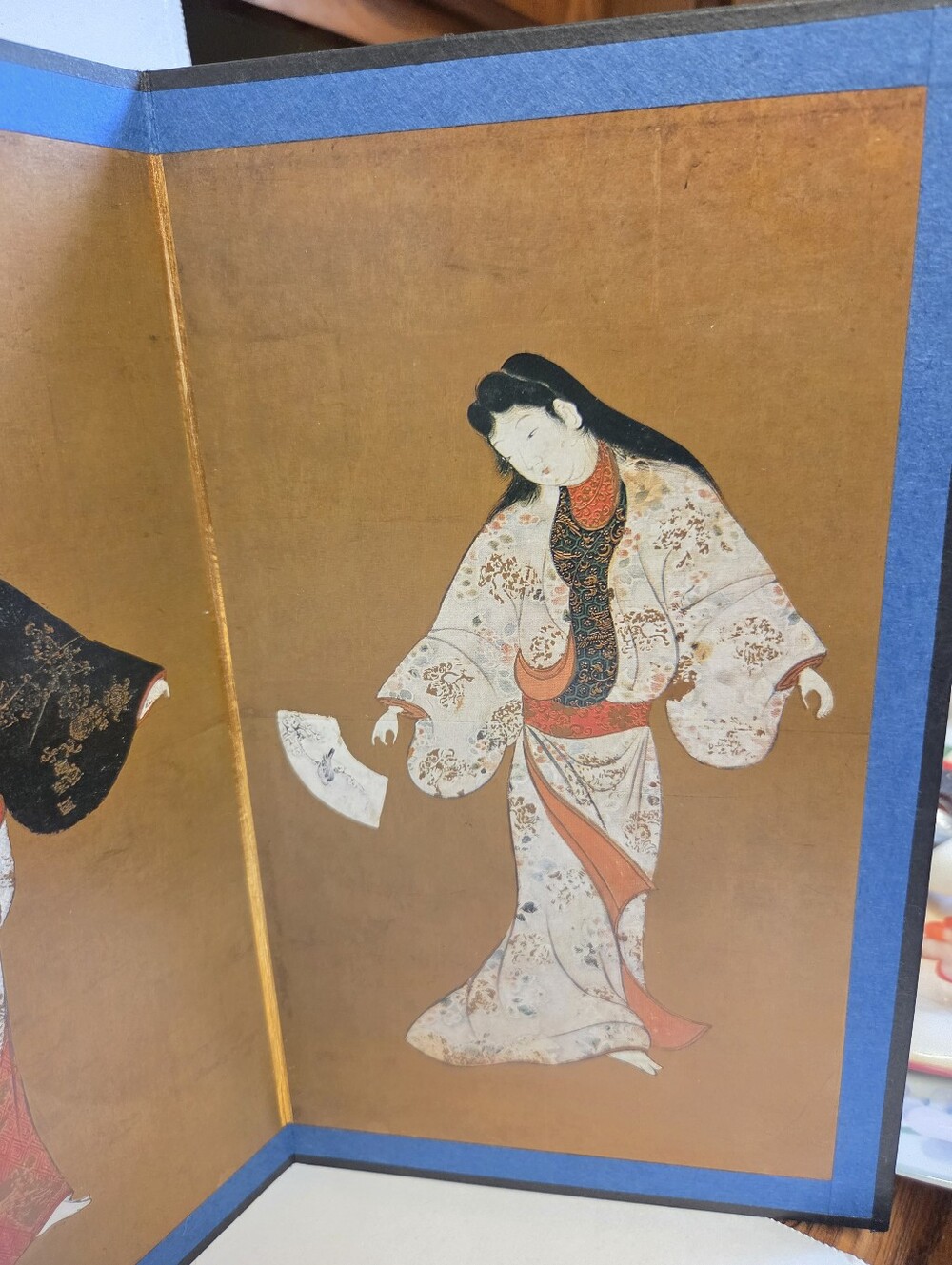 Vintage Miniature Japanese Byobu 6-Panel Folding Screen - Dancers - Picture 7 of 13
